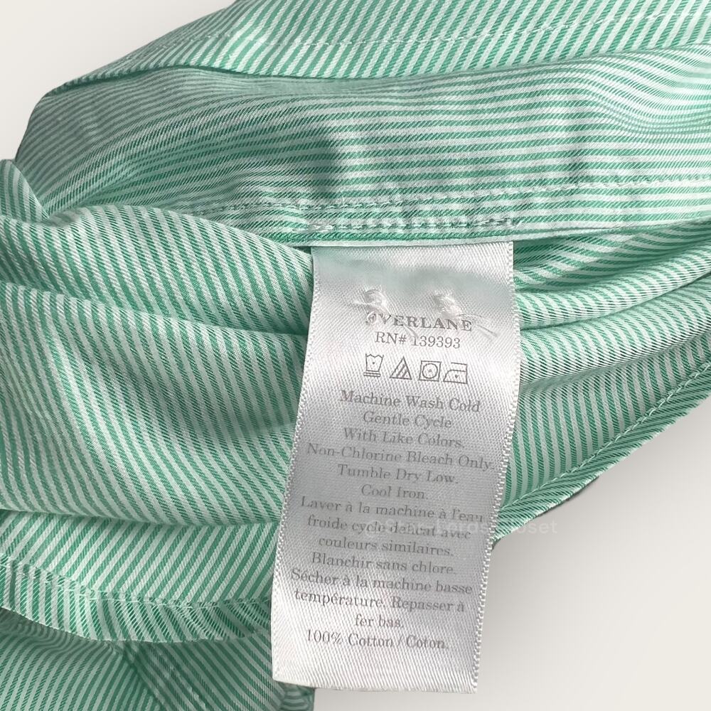 Everlane Oversized Striped Button Up Mint Green Cotton Oxford Preppy Minimalist - Picture 8 of 9